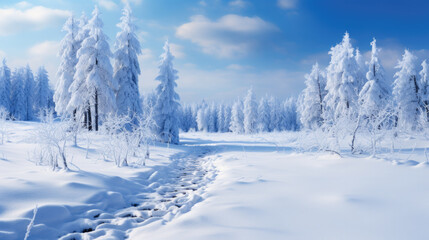 Fototapeta na wymiar beautiful winter landscape with lots of fresh snow