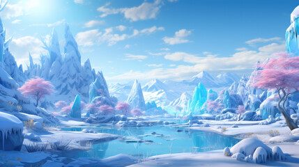 illustration of a beautiful winter landscape
