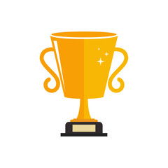 Golden trophy, winning cup flat vector icon gold winner cup with star isolated on white background