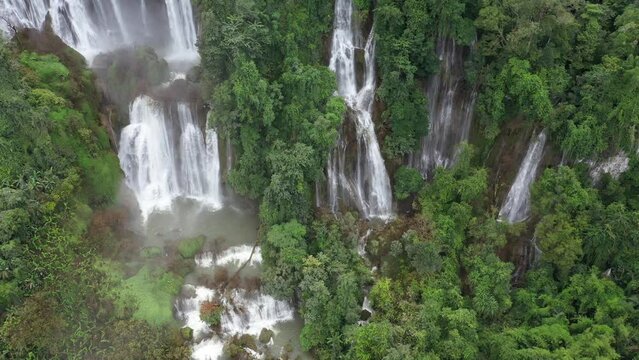 Aerial view Thi Lor Su great waterfall in Thailand.