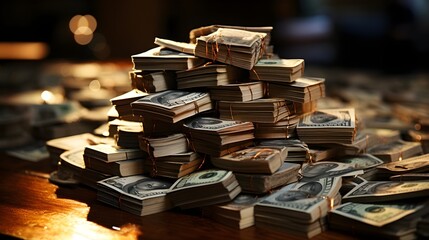 Big pile of money American dollar, money heap