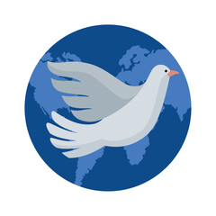 world peace day flying dove