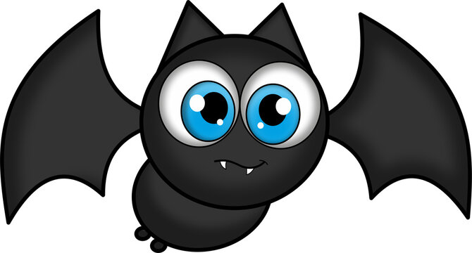 Morcego sorrindo, ideal para publicidades de halloween, vetor, morcego preto de olhos azuis, fofinho, com sorriso sarcastico ou s&oacute; empolgado