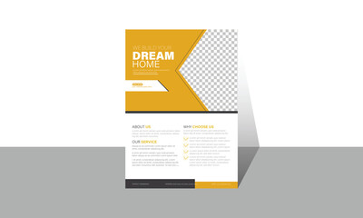 simple, modern and creative design template for construction , business, corporate flyer 