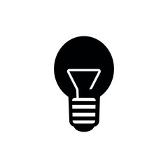 Light bulb icon on white background. Idea flat vector lamp illustration. Lamp silhouette