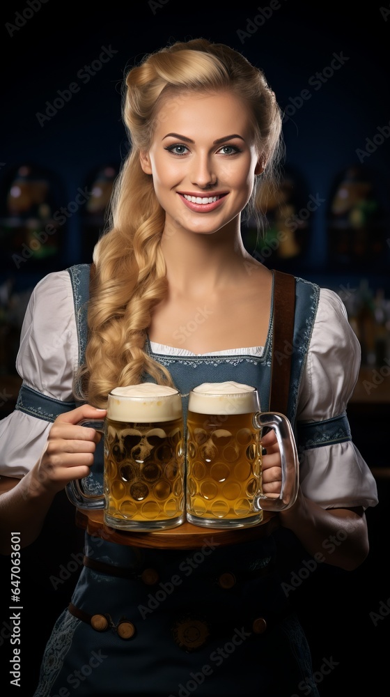 Wall mural Radiant at the Stein: A Woman's Allure at Oktoberfest