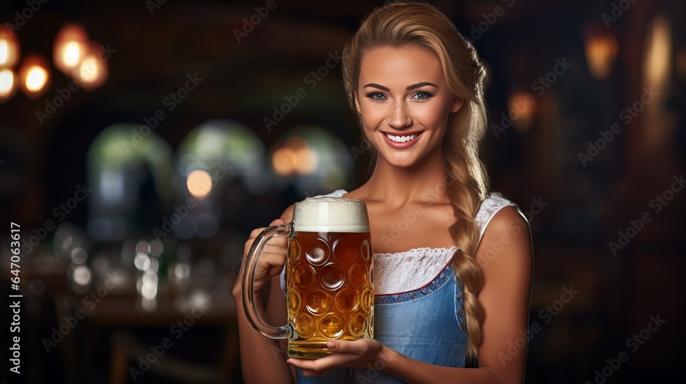 Wall mural Radiant at the Stein: A Woman's Allure at Oktoberfest