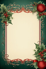christmas frame with holly