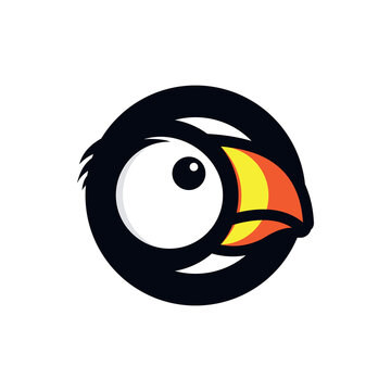 puffin bird head with feathers. vector logo