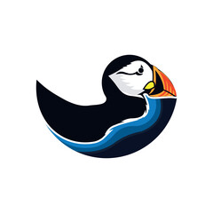 puffin bird with feathers. vector logo