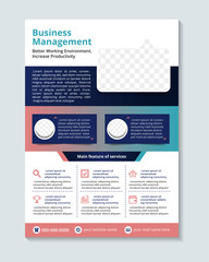 Business Management Flyer Poster Design. Layout Template, Abstract Blue Geometric Background, invitation Card, presentation, leaflet, Booklet, annual Report, cover brochure, exhibition display, banner