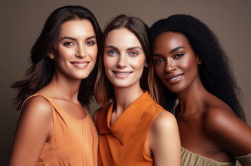 Group of cheerful young women together