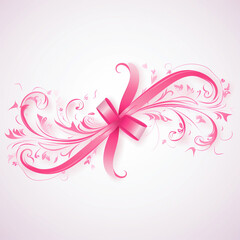 Clean Pink Ribbon Isolated on White A Fresh and Modern Design