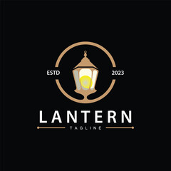 Lantern Logo Vintage Street Lighting Design Illustration Template