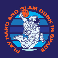 Astronaut Play Hard Slam Dunk in Space