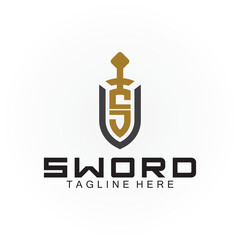 Letter S sword and shield logo design