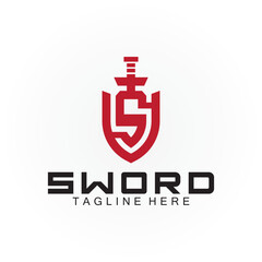 Obraz premium Letter S sword and shield logo design