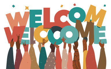 Welcome design WITH HAND-Transparent-PNG