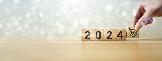 Target year 2024, goal concept, action plan, strategy, Beginning and start of the new year 2024....