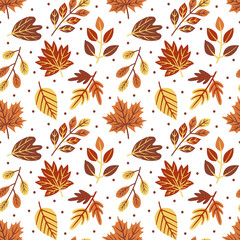 Autumn Leaf Variants Seamless Pattern Design