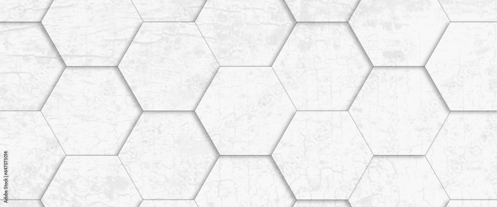 Canvas Prints hexagons grunge wall seamless texture, tiles. a white marble wall with hexagon tiles for texture and