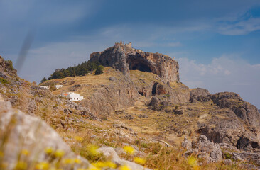 travel to city of Lindos on island of Rhodes, Greece