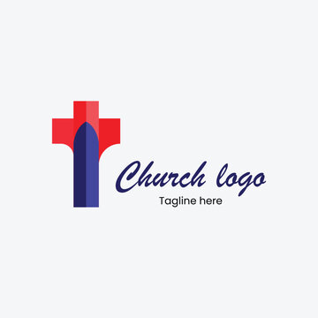 T letter church logo red and blue color combination in Art & Illustration