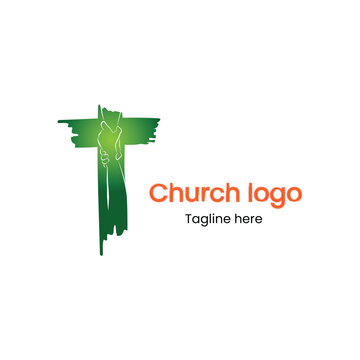 T letter church logo green color in Art & Illustration