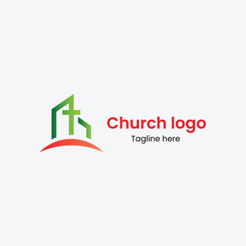 T letter church logo green with orange color combination in Art & Illustration