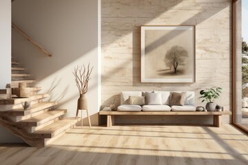 modern minimalist scandinavian entrance hall with light natural materials