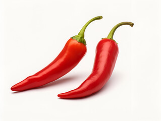 Two Red Chili Peppers Isolated on White