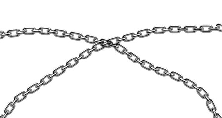 chain isolated on white. Metal Chain silver coated isolated on a white background