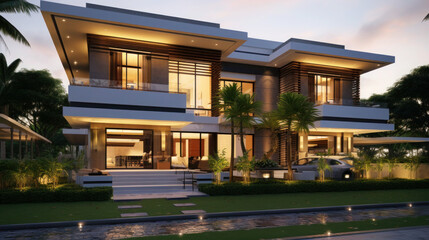 Obraz premium Revolutionizing Modern Architecture: The Grandeur of Contemporary Glass Structures
