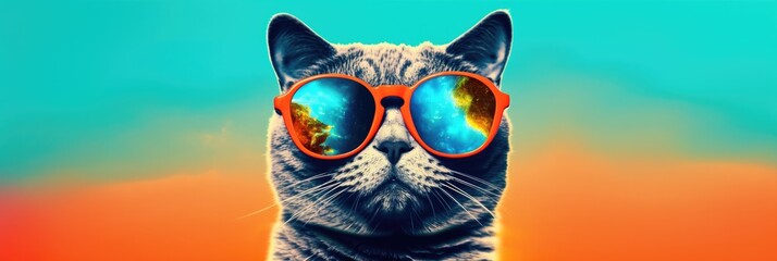 A Cat With Sunglasses Going To A Photo Shoot - obrazy, fototapety, plakaty