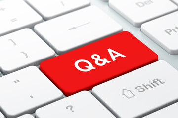 Fototapeta premium Concept of computer keyboard key with the word q&a on it ready to press enter