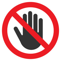 Vector illustration of do not touch icon in dark color and transparent background(png).