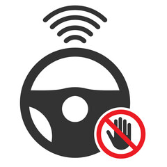Vector illustration of do not hold the smart steering wheel icon in dark color and transparent background(png).