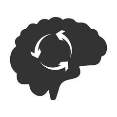 Vector illustration of the brain is thinking icon in dark color and transparent background(png).