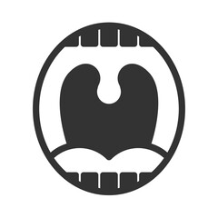 Vector illustration of open mouth icon in dark color and transparent background(png).