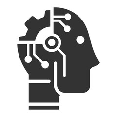 Vector illustration of ai robot icon in dark color and transparent background(png).
