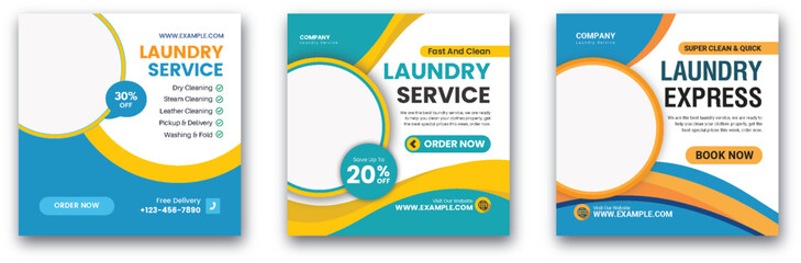 Social Media Laundry Service Template. shirt, pants, clean, water