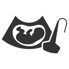 Vector illustration of baby ultrasound icon in dark color and transparent background(png).