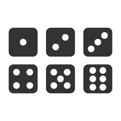 Vector illustration of dice icon in dark color and transparent background(png).