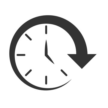 Vector illustration of time rotation icon in dark color and transparent background(png).
