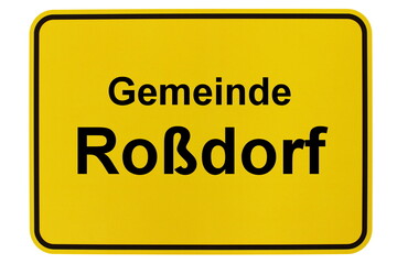 Illustration eines Ortsschildes der Gemeinde Roßdorf in Hessen