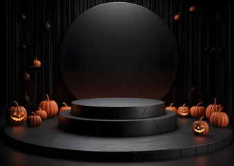 Product podium in autumn warm colors for product presentation. Mockup for branding, packaging. AI generated