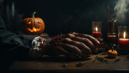 halloween wallpaper with zombie hand
