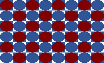 red blue and white background, blue tone small cube block, chessboard with red and blue dot seamless repeat pattern, replete image design for fabric printing or wallpaper, blue abstract wall

