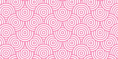 Seamless pattern with pink circles Abstract pattern with circle with Seamless overloping clothinge and fabric pattern with waves. abstract pattern with waves and pink geomatices retro background.