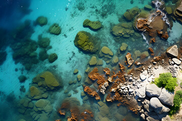 Fototapeta na wymiar aerial view of coral reef in the sea